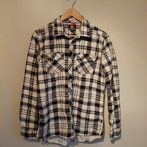 Quiksilver Mens L/S Flannel - Medium - White/Black
